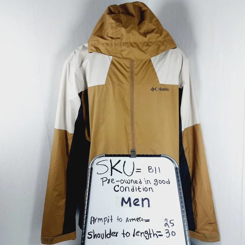 Columbia Men's Tan White Inner Limits III Hooded Outdoor Windbreaker Jacket Sz L